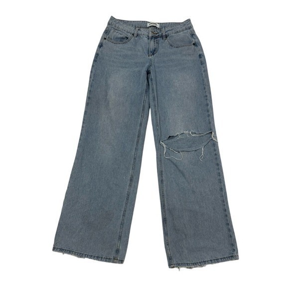 RSQ Denim - RSQ Low Rise Baggy Jeans Size 25 Distressed Knee Wide Leg Y2K Skater Light Wash